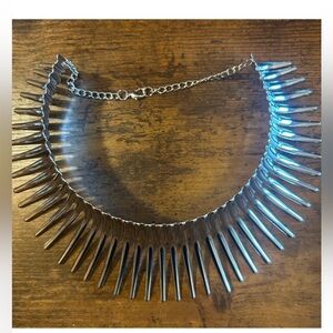 2 bundle Necklace #1Silver Spike Necklace & #2thick choker type necklace NEW